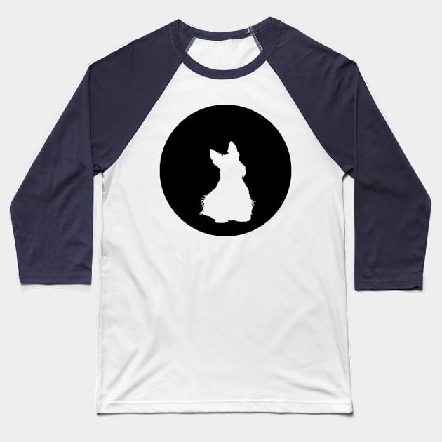 Scottish Terrier - Silhouette Baseball T-Shirt by SophieStockArt